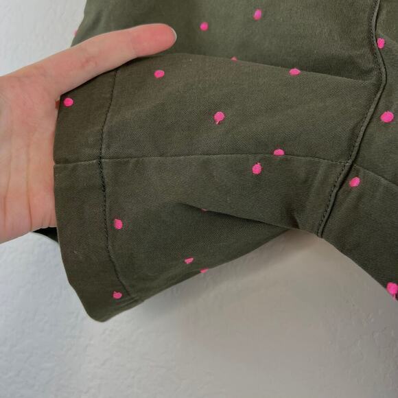 Boden Rachel Chino Shorts Army Green Embroidered Pink Polka Dot Size US 6 - Picture 9 of 10